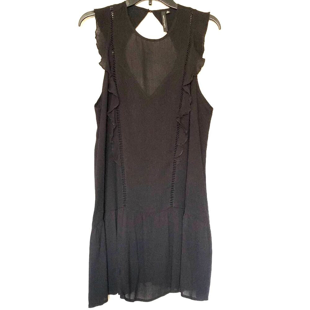 Revolve Knot Sisters Black Boho Ruffle Drop Waist Lightweight Lovers Mini Dress